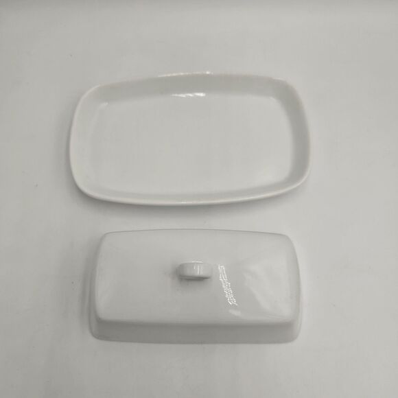 Simple Dining White Ceramic Butter Dish w/ Lid | Dishwasher Microwave Safe - Picture 4 of 8